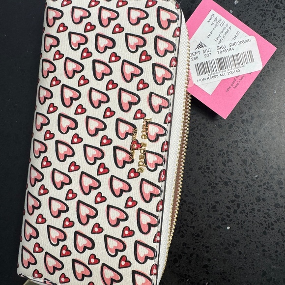 NWT Kate Space Morgan Fancy Hearts Zip Around Continental Wallet - Picture 1 of 4